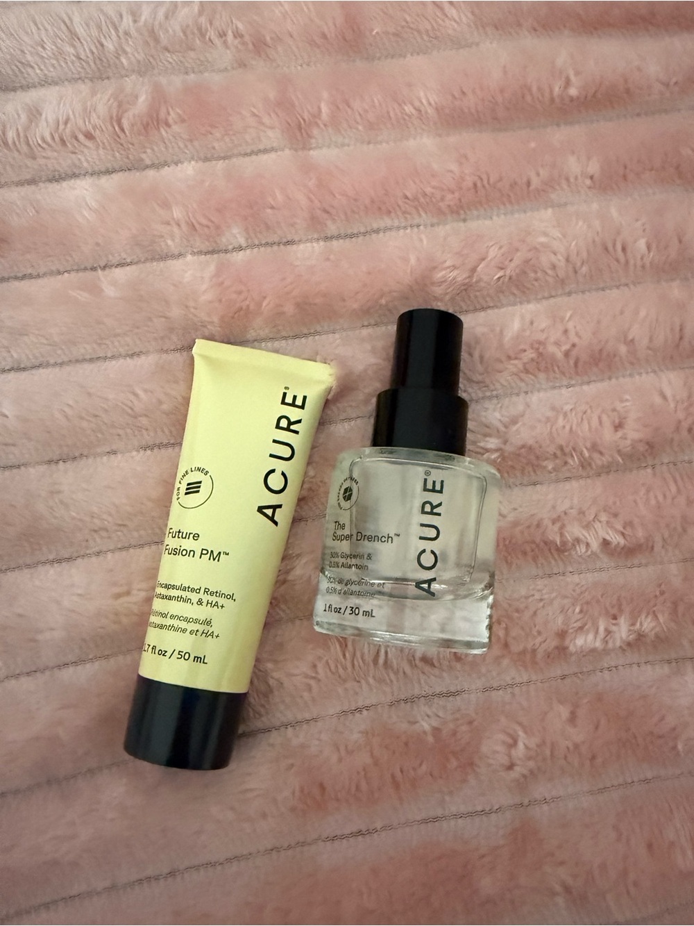 Acure Hydrating Serum & Night Treatment Set in Yellow and Clear
